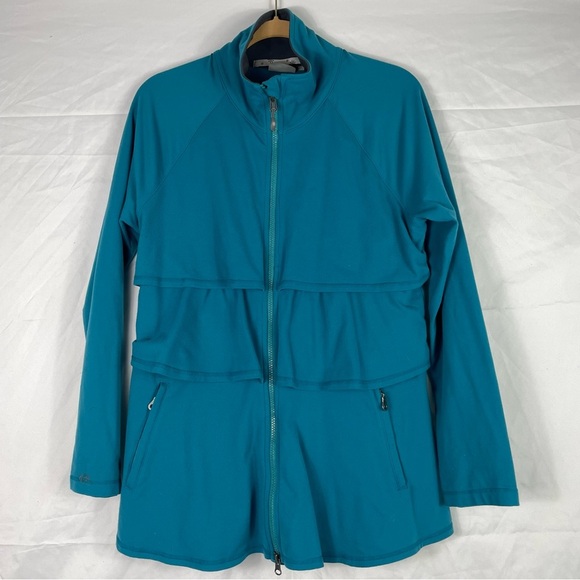Athleta Renew Full Zip Jacket With Ruffles Teal Women’s - Picture 1 of 9